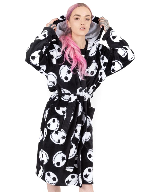 DISNEY THE NIGHTMARE Before Christmas Dressing Gown Womens Black Pjs