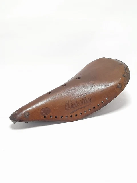 Selle Vélo Ancien White Star - Années 1920/1930 - Cuir Vintage
