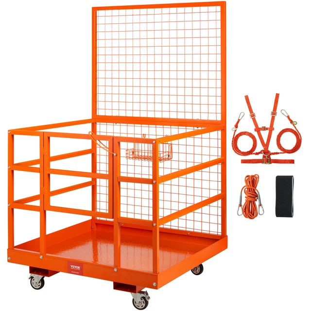 VEVOR Cage de Sécurité Nacelle Chariot Élévateur Plate-Forme 114,3x109,2cm 635kg