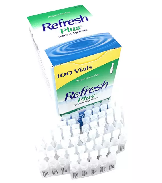 Refresh Plus Lubricant Eye Drops,  Moisturizing Relief, 100 Single Vials