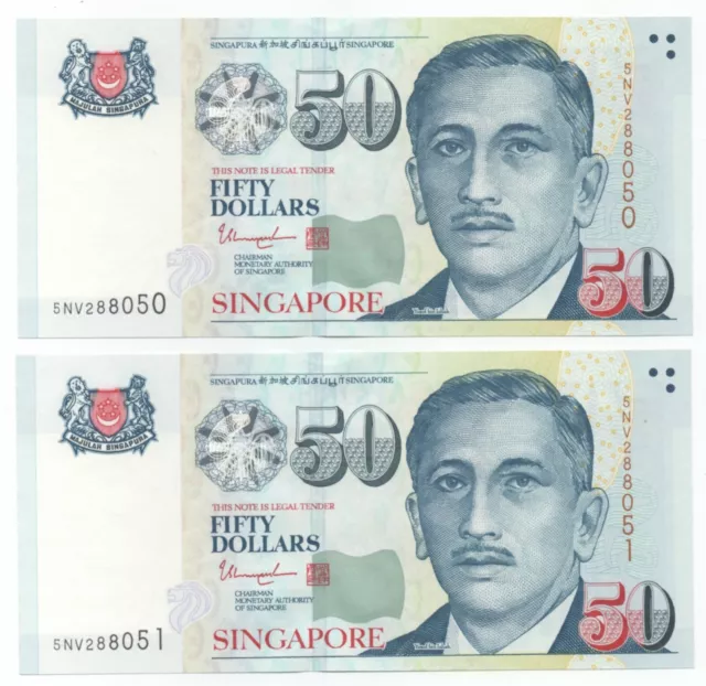 SINGAPORE $50 x 2 pcs Portrait Series Unc Condition Consecutive Numbers