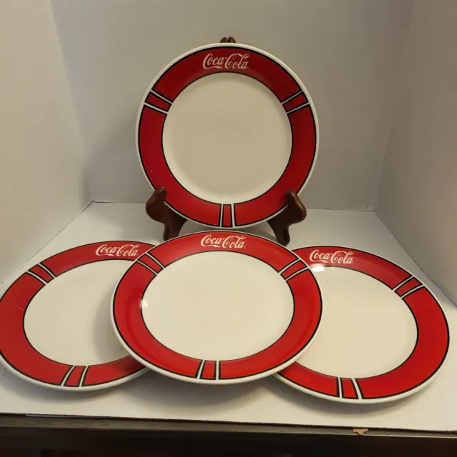 Set Of 4 Vintage Coca-Cola Gibson 10-1/2" Dinner Plates Red 1996