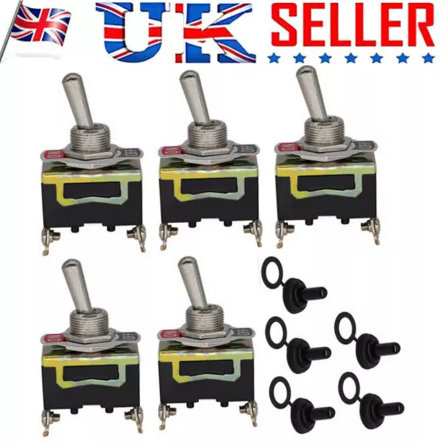 UK 5 x 12V Heavy Duty Toggle Flick Switch ON/OFF Car Dash Light Metal SPST NEW