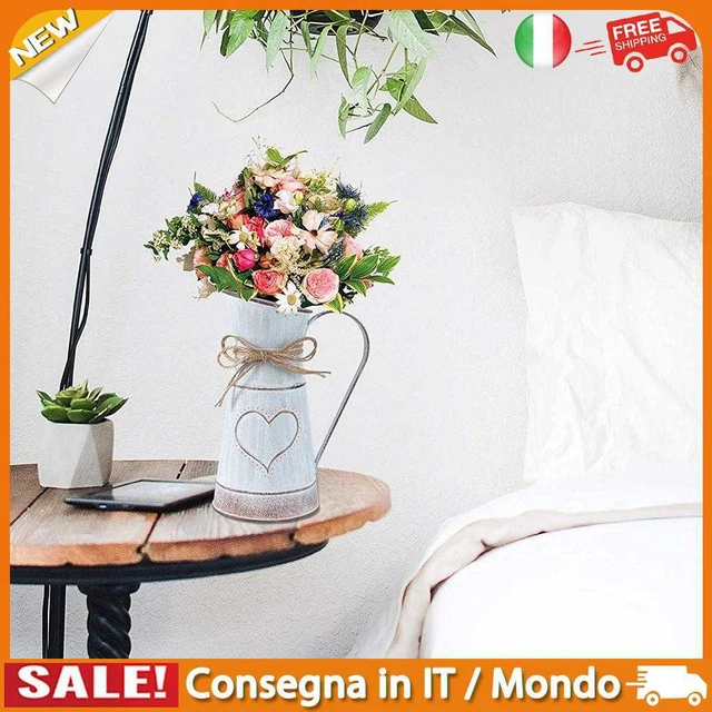 IT Vintage Metal Flower Vase Garden Style Desktop Dried Flower Container (L)