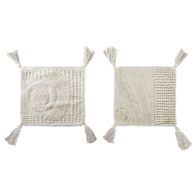 Housse de coussin DKD Home Decor Rose Blanc Boho (2 Unités) (45 x 3 x 45 cm)