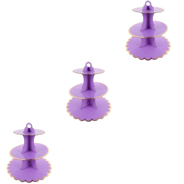 3 Set Bicchieri di Cartone Portatorte Carta Supporto Torte A Tre Strati Viola
