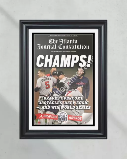 2021 Atlanta Braves World Series Champions Framed Front Page Newspaper Print “Ch