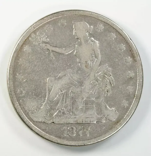 1877 Trade Silver Dollar $1 F Fine / Vf Very Fine (6822)