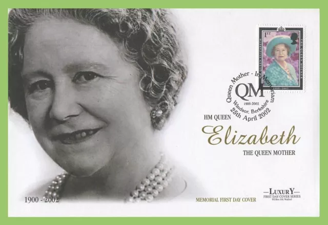 G.B. 2002 Queen Mother 1st issue on Luxury Memorial First Day Cover, Windsor