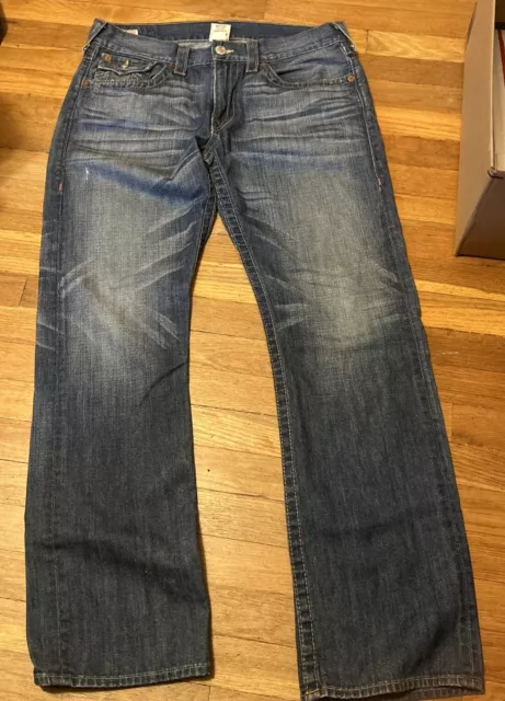 TRUE RELIGION “ RICKY MENS BLUE JEANS SIZE 36 X 34 ** See Description **