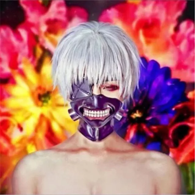 Tokyo Ghoul Kaneki Ken Short Silver White Wigs Adults Halloween Fancy Dress Upש