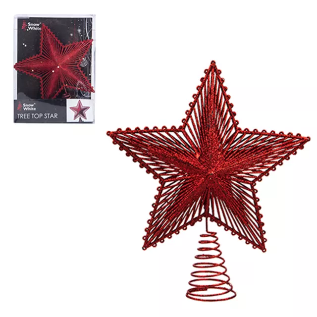 Árbol de Navidad Top Estrella 200mm Completo Purpurina Decoración - Rojo