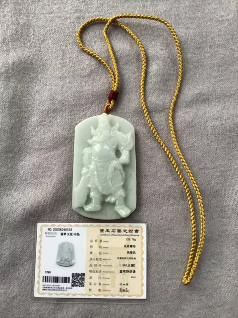 Very Large And Heavy Natural untreated Burma Jadeite Guan Gong Pendant