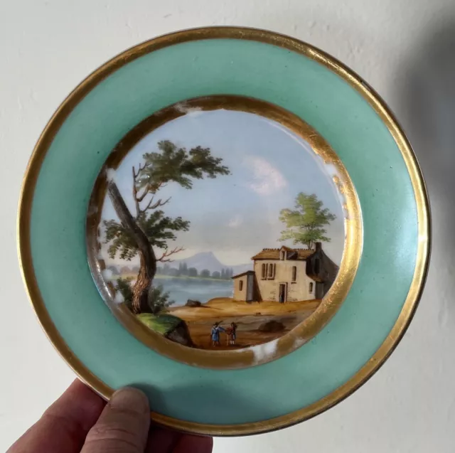 Antique 19th century Old Paris Porcelain Plate with Hand Painted Landscape #5