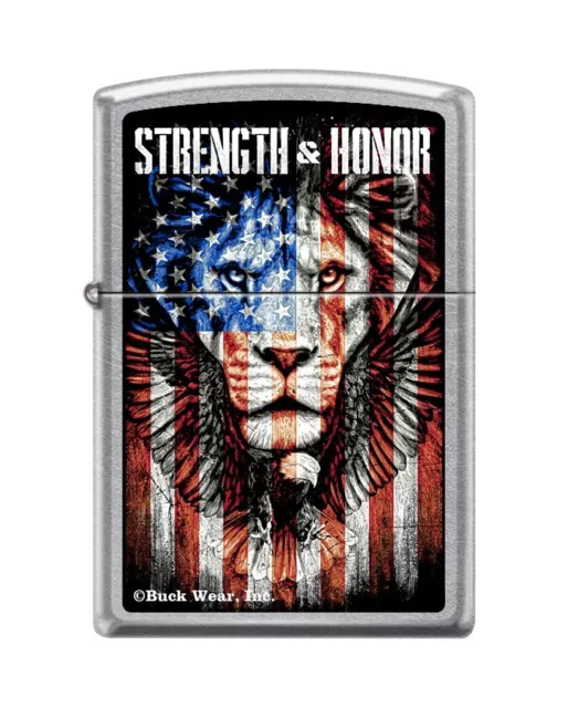 Zippo 8856 Buck Wear, Strength & Honor, Street Chrome Lighter