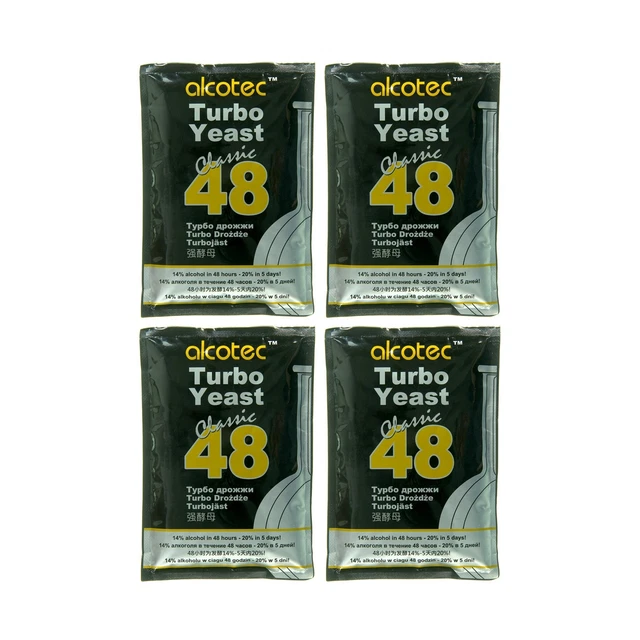 Levadura turbo Alcotec Classic 48 horas (paquete de 4)