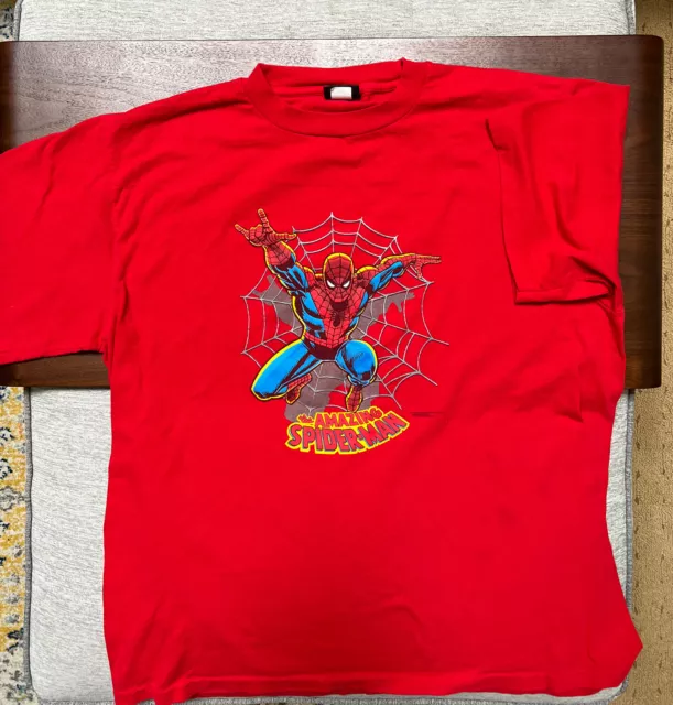 Vintage Spider-Man Red T-Shirt Single Stitch XL Romita Marvel Comics Changes 90s