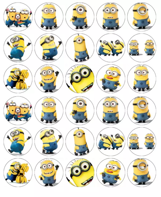 Despicable Me Minions x 30 Cupcake Toppers Edible Wafer Paper Fairy Cake Toppers