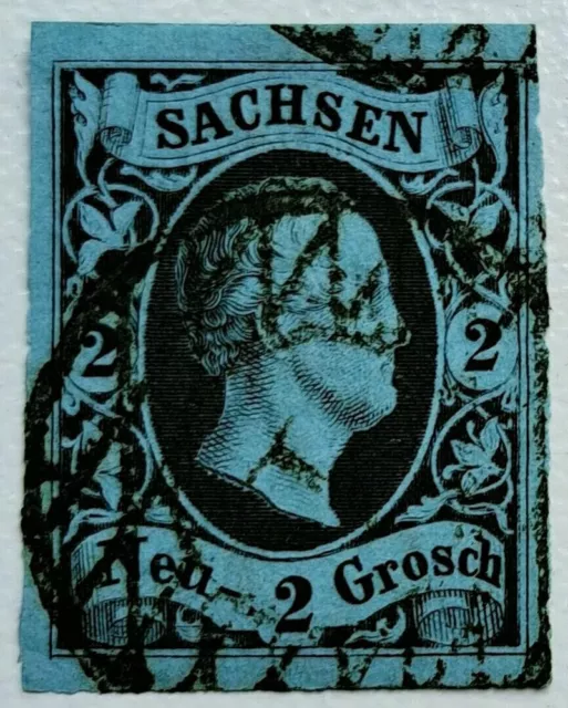 Sachsen 1851 . MiNr.5 . 2 Ngr . BPP geprüft . N1 Dresden