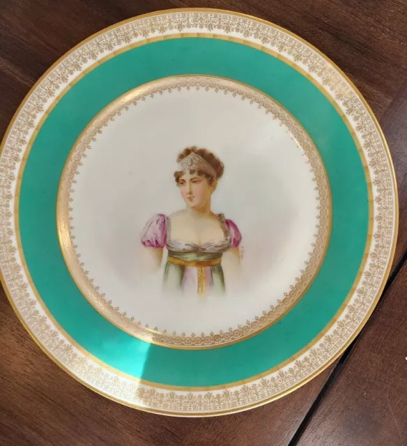 Antique Sevres Porcelain Hand Painted Signed Portrait Cabinet Plate O. Brun