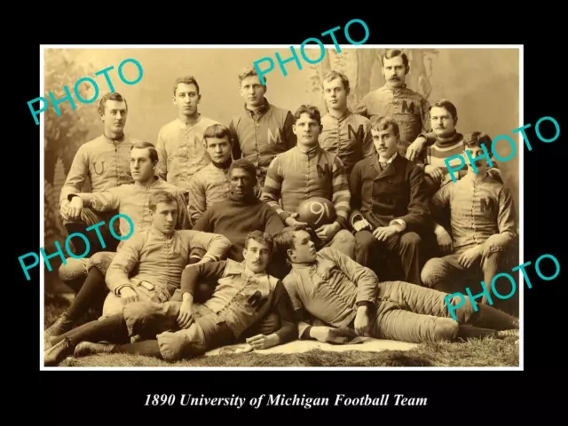 OLD 8x6 HISTORIC PHOTO OF THE UNIVERSITY OF MICHIGAN FOOTBALL TEAM c1890