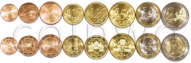 Austria 8 coins set 2011-2015 euro UNC (#1414)
