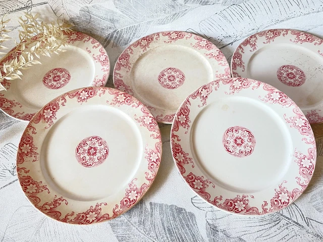 🔆 5 ASSIETTES PLATES  Faïence de SARREGUEMINES U&Cie modèle LERIDA terre de fer