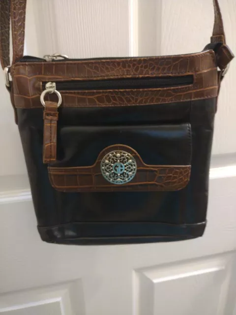 Giani Bernini Faux Leather Brown & Black Crossboby Handbag Purse
