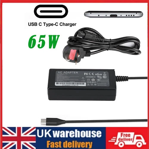 NEW 65W USB-C Type C Laptop Charger for Dell Latitude With Power Lead