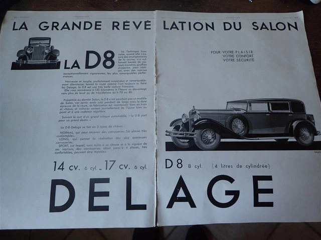 PUBLICITE DELAGE AUTOMOBILE 17 CV SIX CYLINDRES LUXE DE 1929