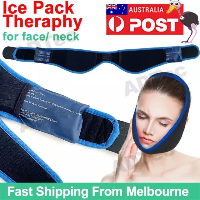 NEW Face Ice Pack Therapy for Wisdom Teeth Jaw Head Chin Wrap + 4 Hot Cold Packs