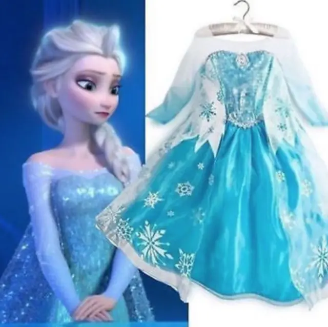 Costume cosplay principessa congelato regina Anna Elsa bambina festa abito elegante 3