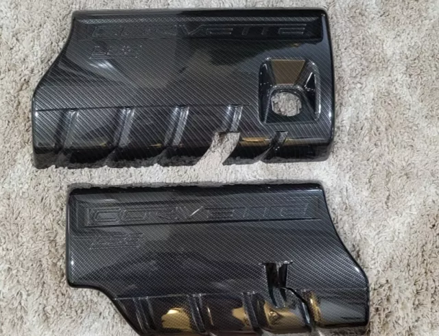 C6 Corvette LS3 Fuel Rail Covers 08-13 Black Hydro Carbon Fiber Finish