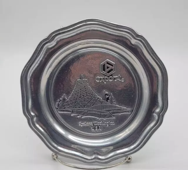 VINTAGE 1974  WILTON ARMETALE QUEEN ANNE PEWTER  Spokane WA Expo plate 7"