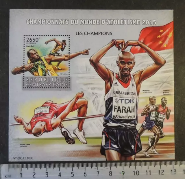 Centrafrica 2015 mondiale atletica sport usain bullone mo farah ashton eaton bandiere