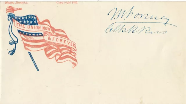 1861 Civil War "The Union Now & Forever" Flag Patriotic Envelope, Magee Mfg.