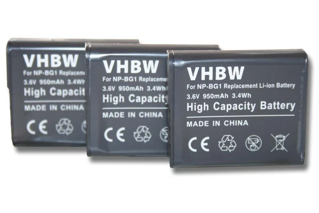 3 Batteries pour Sony Cybershot DSC-HX7V, DSC-HX9V, DSC-N1, DSC-HX9 950mAh