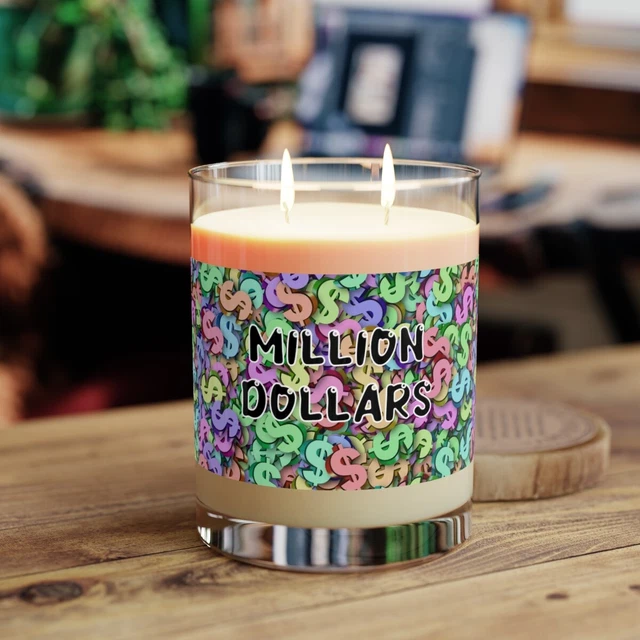 Scented Candle - Full Glass, 11oz Million Dollars Motivation Cash Affirmation