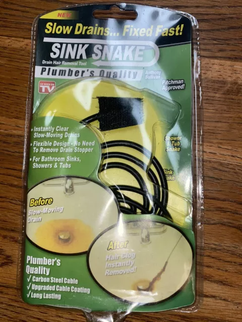 New Turbo Snake 2pc Flexible Drain Opener No Chemicals Sink Clog Remover