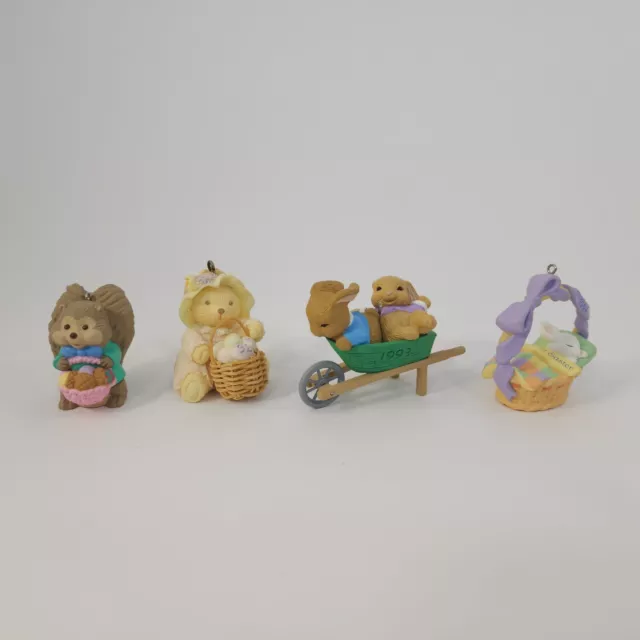 Hallmark Easter Lot 4 Vintage Ornaments Barrow of Giggles Basket Teddy Bear 90's Hallmark Easter Lot 4 Vintage Ornaments Barrow of Giggles Basket Teddy Bear 90's