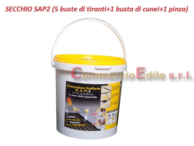 SECCHIO SAP2(5 buste di tiranti+1 busta di cunei+1pinza)DISTANZIATORI LIVELLANTI