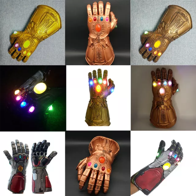 Thanos / Iron Man Infinity War Gauntlet Gloves w/LED Light For Marvel Avengers