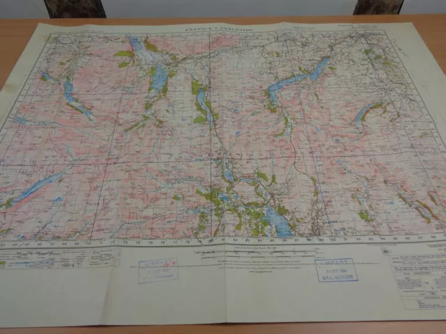 WW2 BATTLE of BRITAIN map "KESWICK & AMBLSIDE" with SECRET ROCKET BASE INK STAMP