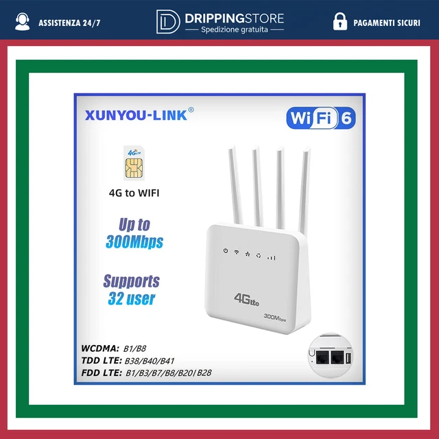 Router 4G LTE WiFi – Hotspot Universale, Doppia Antenna, Sbloccato, Porta LAN, CPE - Foto 1