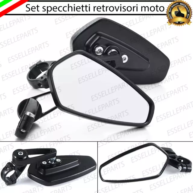 Abbigliamento Moto e Accessori - Specchietti 22mm Manubrio Moto Retrovisori  Metallo Universali Ovali Nero
