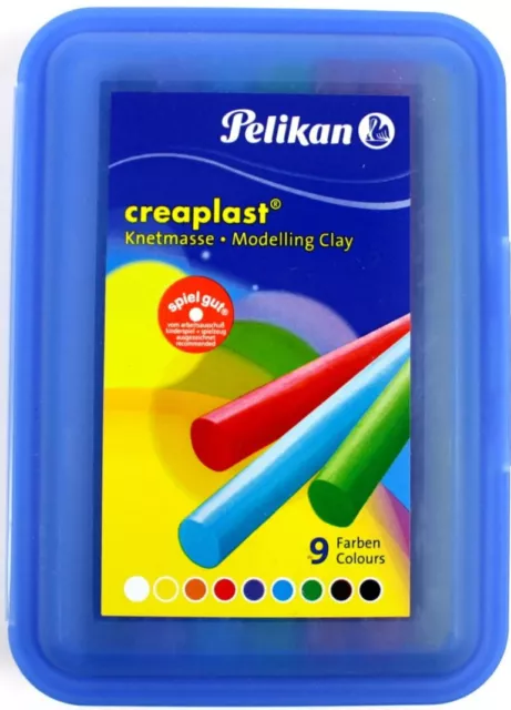 Pelikan Plastilin Knete Creaplast 14-Set 9 Farben Kräftige Farben Schulbox Blau