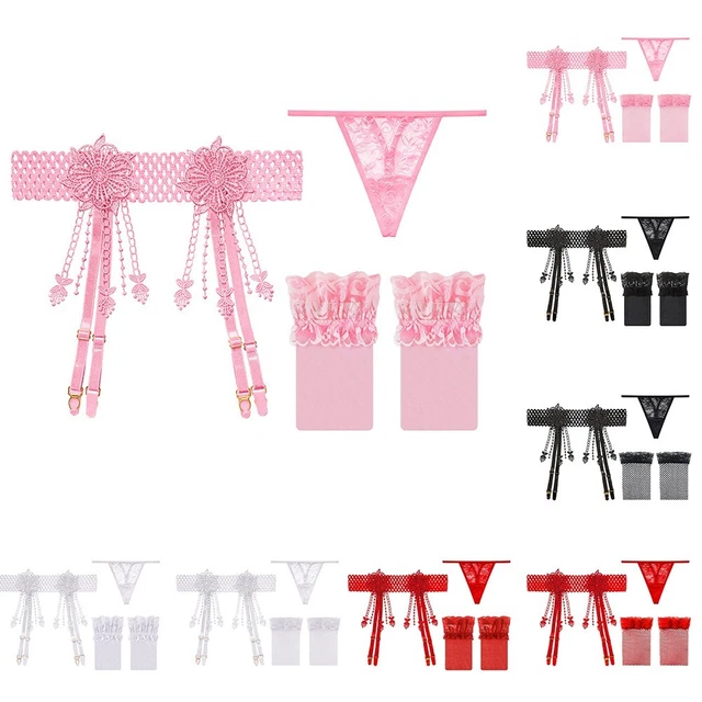 Fashion Garter Belt High Stockings See-Through Sheer Thigh-Highs Stockings Thong