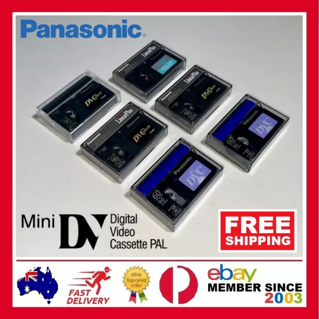 6 x PANASONIC Mini DV Digital Video Cassette 60/90ME with Case (DVM60) EXCELLENT