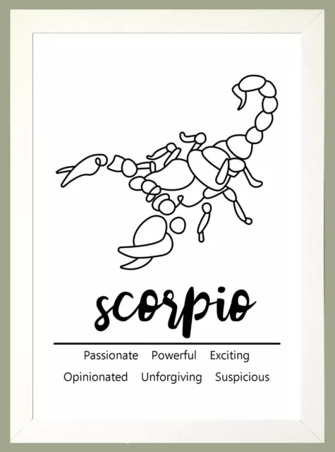 SCORPIO ZODIAC STAR SIGN Birthday Print sold as Print Only or Framed Options