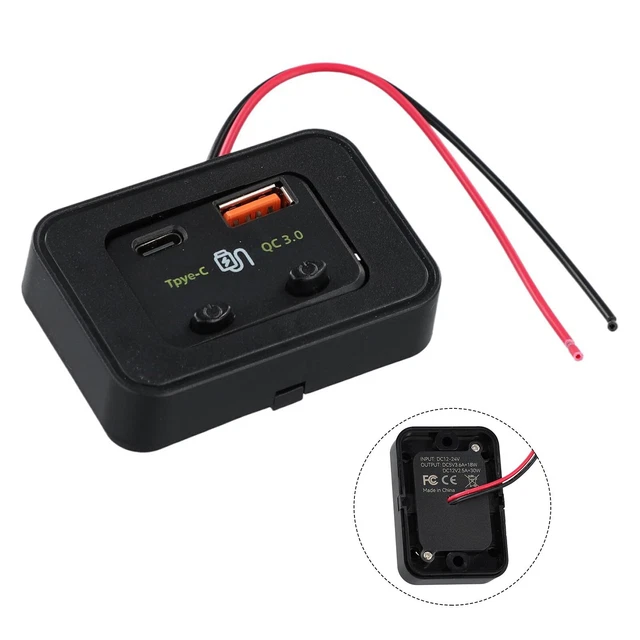 Caricatore Auto USB 3 In 1 Con QC3.0 E PD Type-C - Interruttore On/Off, LED Blu E Presa Accendisigari 12V/24V Per Auto, Camper, Barca - 5